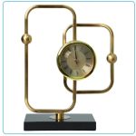 Modern Abstract Gold Table Clock on Black Base