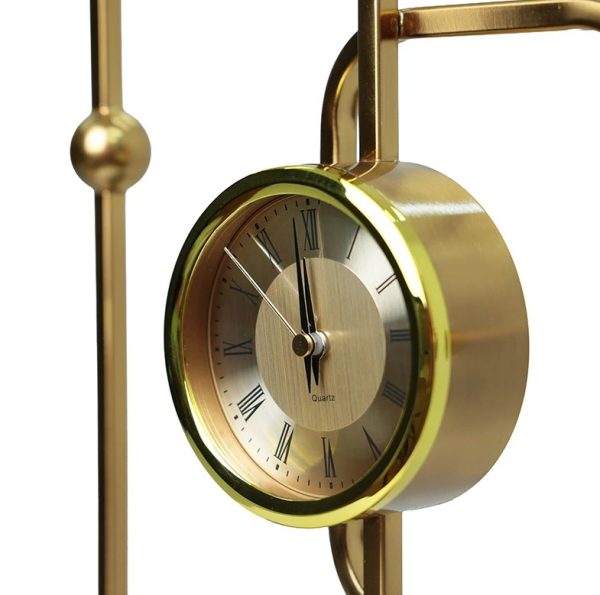 Modern Abstract Gold Table Clock on Black Base
