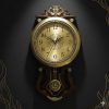 Golden Dial Pendulum Wall Clock – Wooden Body