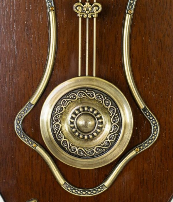 Golden Dial Pendulum Wall Clock – Wooden Body with Metal5
