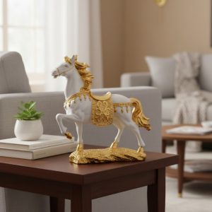 Majestic White & Gold Rearing Horse Figurine