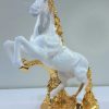 Majestic White and Gold Rearing Horse Statue