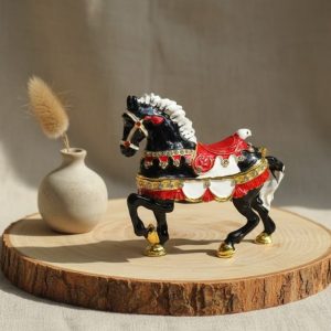 Ornate Black Ceremonial Horse Showpiece