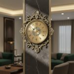Antique Golden Finish Metal Wall Clock
