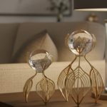 Crystal Stone Ball Gold Metal Vase Decorative Ornament2