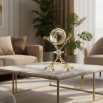 European Style Modern Gold Metal Vase Crystal Stone Ornament1