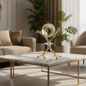 European Style Modern Gold Metal Vase Crystal Stone Ornament1