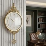 Golden Color Heavy Metal Pendulum Wall Clock2