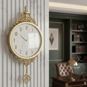 Golden Color Heavy Metal Pendulum Wall Clock2