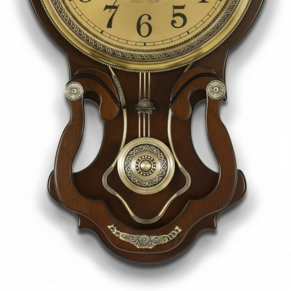 Golden Dial Pendulum Wall Clock – Wooden Bodyrt45