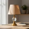 Golden Dual Light Table Lamp with Crystal & Fabric Shade12