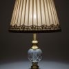 Golden Dual Light Table Lamp with Crystal & Fabric Shade666677