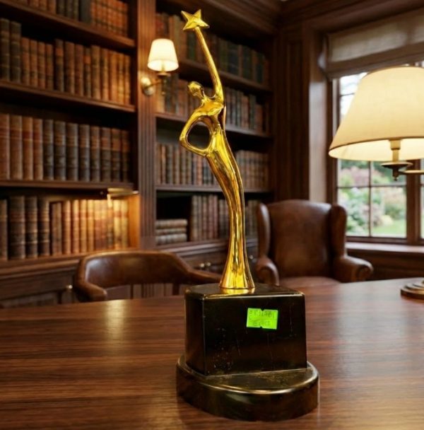 Golden Metal Celestial Statue Award on Fiber Base1