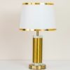 Golden Metal & Glass Table Lamp with White Fabric Shade