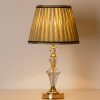 Golden Metal Table Lamp Crystal Design & Beige Fabric Shade