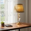 Golden Metal Table Lamp Crystal Design & Beige Fabric Shade5