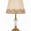 Golden Metal Table Lamp with Crystal & Cream Fabric Shade2