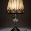 Golden Metal Table Lamp with Crystal & Cream Fabric Shade3