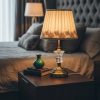 Golden Metal Table Lamp with Crystal & Cream Fabric Shade4