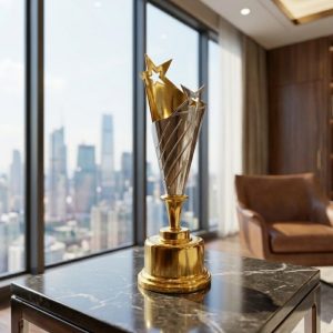 Golden & Silver Modern Star Style Award Trophy Decorative Ornament1