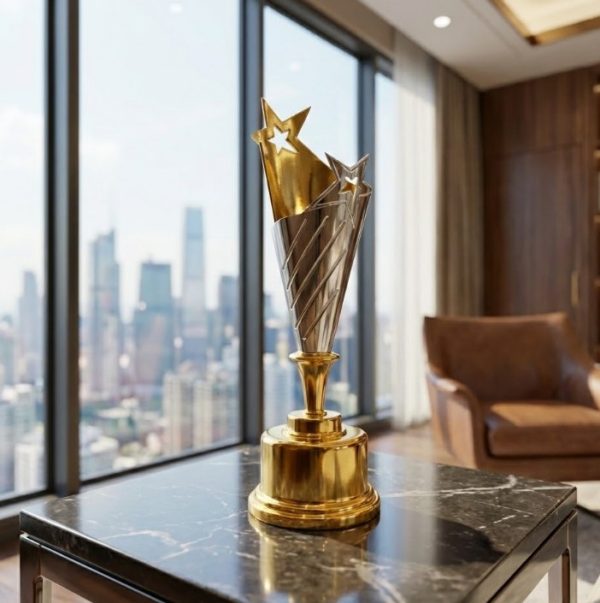 Golden & Silver Modern Star Style Award Trophy Decorative Ornament1