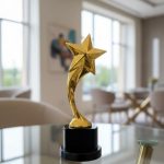 Golden Star Trophy Award with Custom Logo1