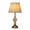 Golden Table Lamp with Crystal Design and Cream Fabric Shade1