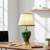 Green & Golden Ceramic Table Lamp Metal Base Fabric Shade