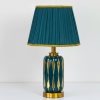 Green & Golden Ceramic Table Lamp with Green Fabric Shade58