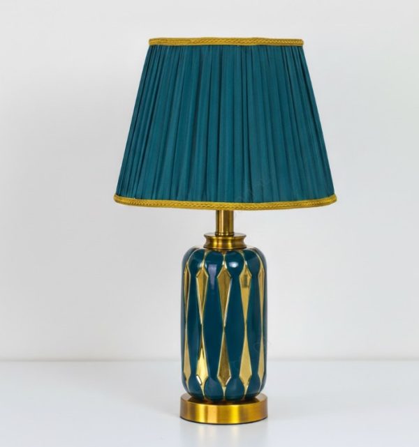 Green & Golden Ceramic Table Lamp with Green Fabric Shade58