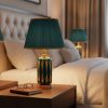 Green & Golden Ceramic Table Lamp with Green Fabric Shade5899