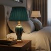 Green & Golden Ceramic and Table Lamp with Green Fabric Shade3