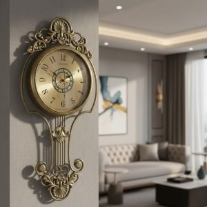 High Quality Full Metal Body Antique Golden Wall Clock