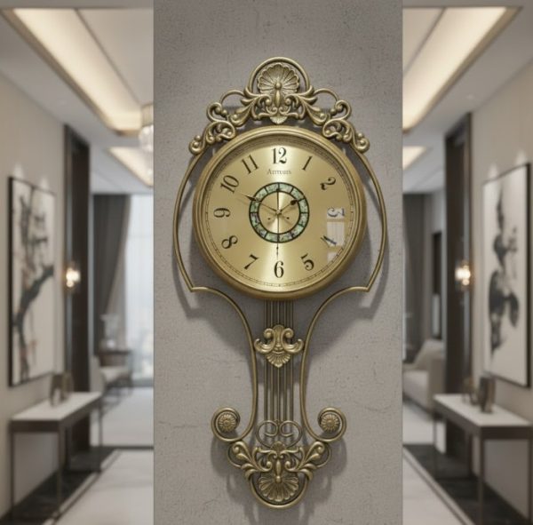 High Quality Full Metal Body Antique Golden Wall Clock3