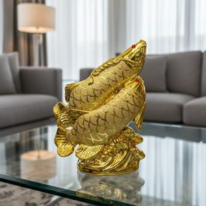 Luxury Arowana Fish Figurine – Golden Pair1
