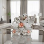 Luxury Ceramic Swan Couple Showpiece