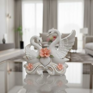 Luxury Ceramic Swan Couple Showpiece