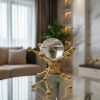 Modern Gold Metal Vase Crystal Stone Decorative Ornament1