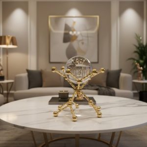 Modern Gold Metal Vase Crystal Stone Decorative Ornament2