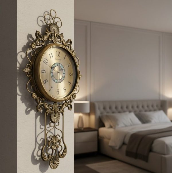 Premium Antique Golden Wall Clock Vintage