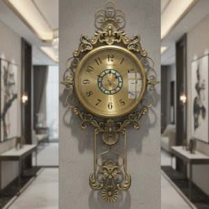Premium Antique Golden Wall Clock Vintage