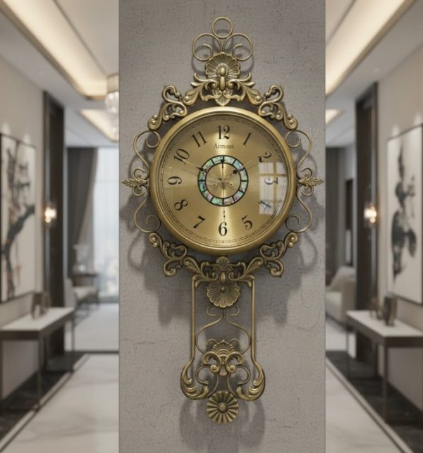 Premium Antique Golden Wall Clock Vintage