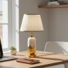 White & Golden Ceramic Table Lamp White Fabric Shade3