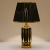 White & Golden Ceramic Table Lamp with Cream Fabric Shade1